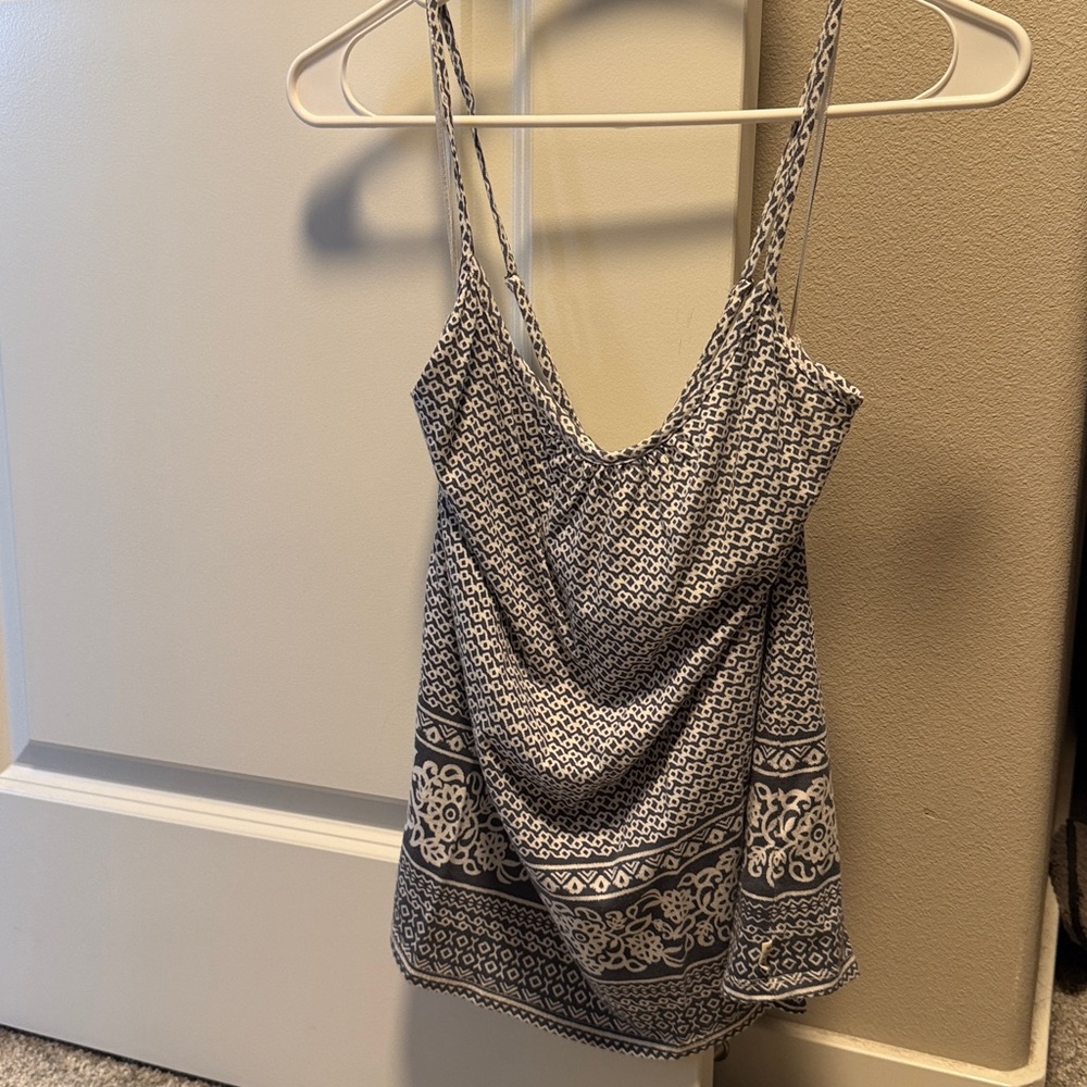 Roxy Navy and White Geometric Top